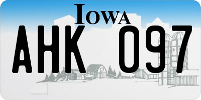 IA license plate AHK097