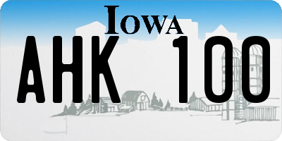 IA license plate AHK100