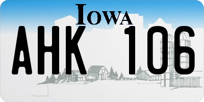 IA license plate AHK106