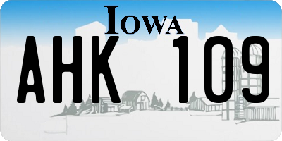 IA license plate AHK109