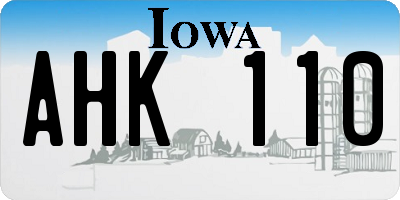IA license plate AHK110