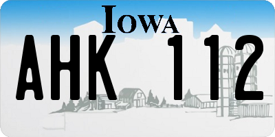 IA license plate AHK112