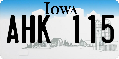 IA license plate AHK115