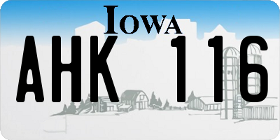 IA license plate AHK116
