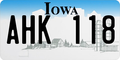 IA license plate AHK118