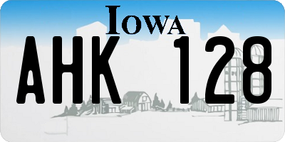 IA license plate AHK128