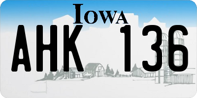 IA license plate AHK136