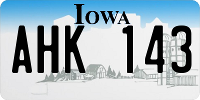 IA license plate AHK143