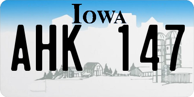 IA license plate AHK147