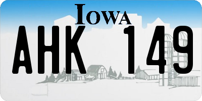 IA license plate AHK149