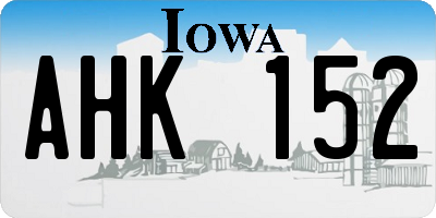 IA license plate AHK152