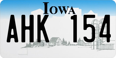 IA license plate AHK154
