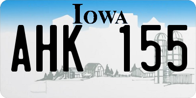 IA license plate AHK155