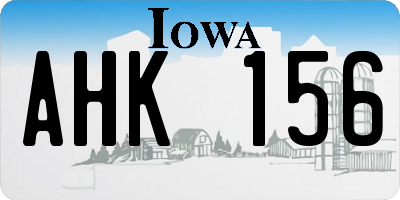 IA license plate AHK156