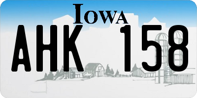 IA license plate AHK158