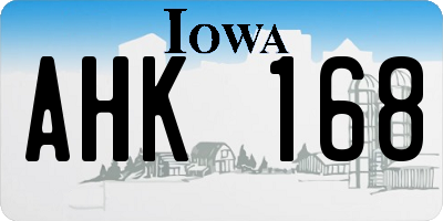 IA license plate AHK168