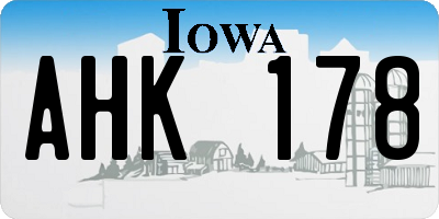 IA license plate AHK178
