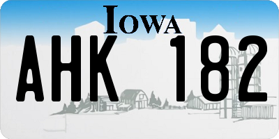 IA license plate AHK182