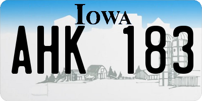 IA license plate AHK183