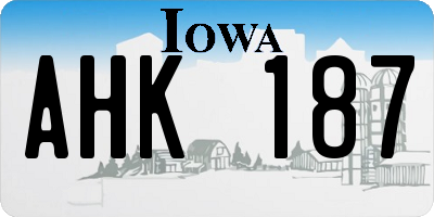 IA license plate AHK187