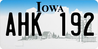 IA license plate AHK192