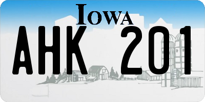 IA license plate AHK201