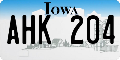 IA license plate AHK204