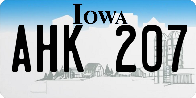 IA license plate AHK207