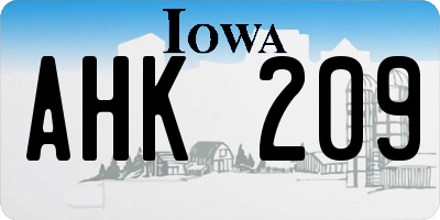 IA license plate AHK209