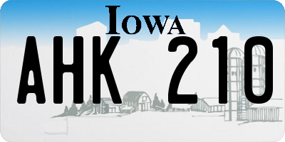 IA license plate AHK210