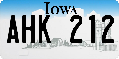 IA license plate AHK212