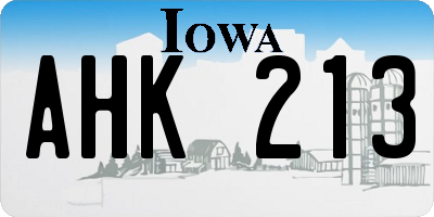 IA license plate AHK213