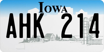 IA license plate AHK214