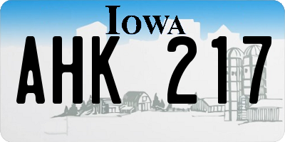 IA license plate AHK217