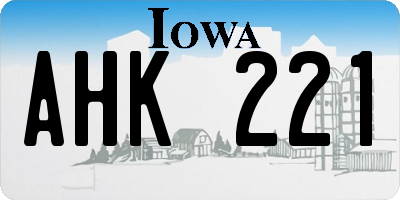 IA license plate AHK221