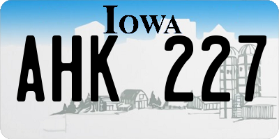 IA license plate AHK227
