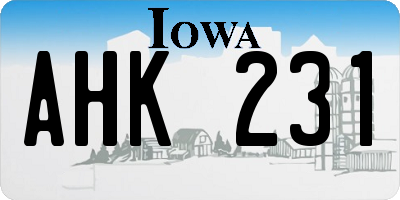 IA license plate AHK231