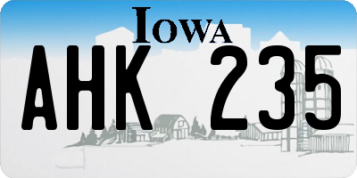 IA license plate AHK235