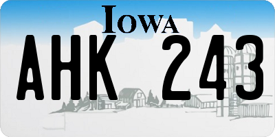 IA license plate AHK243