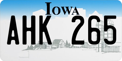 IA license plate AHK265