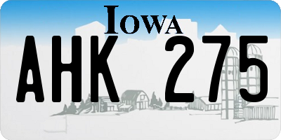 IA license plate AHK275
