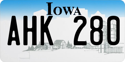 IA license plate AHK280
