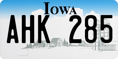IA license plate AHK285