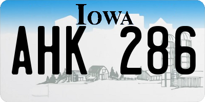 IA license plate AHK286