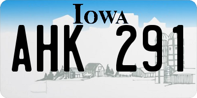 IA license plate AHK291