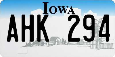 IA license plate AHK294