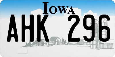 IA license plate AHK296