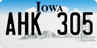 IA license plate AHK305