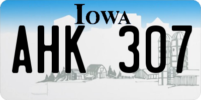 IA license plate AHK307