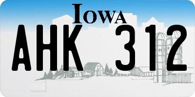 IA license plate AHK312